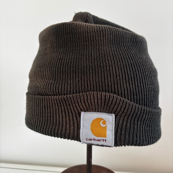 Carhartt vintage made in the USA ribknit brown grunge beanie cap - Picture 1 of 7